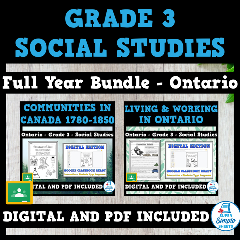 Ontario grade 3 social studies full year bundle newly updated