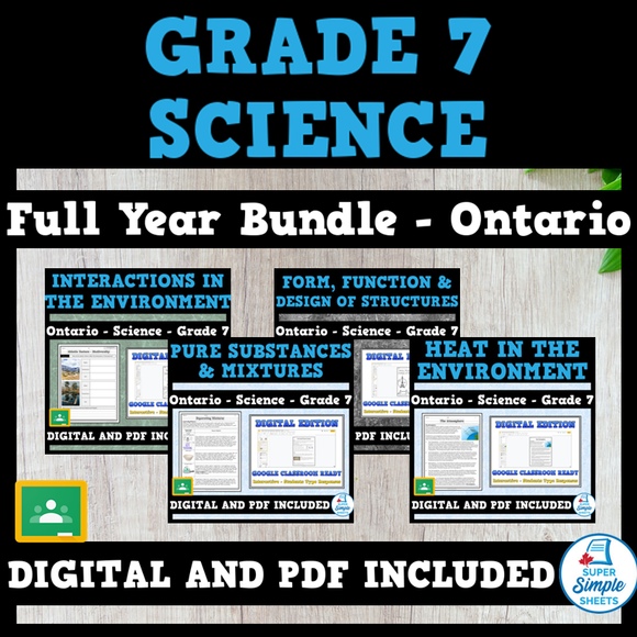 NEW 2022 CURRICULUM! Ontario Grade 7 Science - Full Year Bundle - GOOGLE/PDF