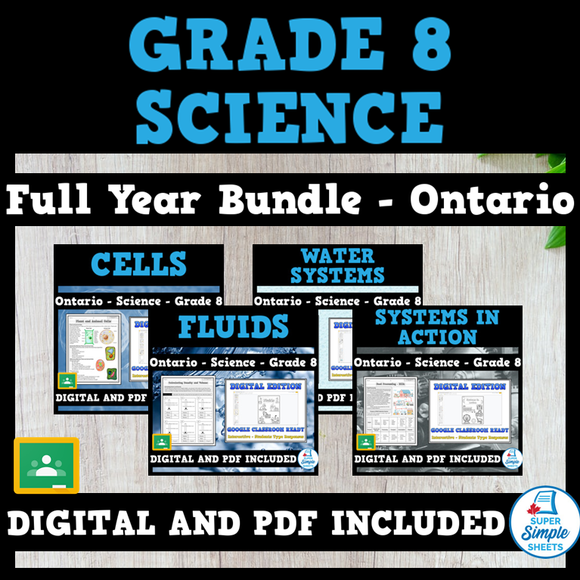 Ontario - Grade 8 - Science - FULL YEAR BUNDLE - NEW 2022!