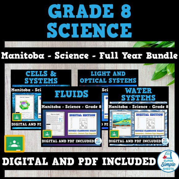 Science Manitoba Grade 8 FULL YEAR BUNDLE Super Simple Sheets Science manitoba grade 8 full year bundle super simple sheets