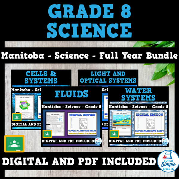 Science Manitoba Grade 8 FULL YEAR BUNDLE Super Simple Sheets Science manitoba grade 8 full year bundle super simple sheets