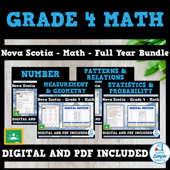 Nova Scotia Grade 4 Math - Full Year Bundle – Super Simple Sheets