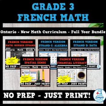 Grade 3 - Full Year Math Bundle - Ontario 2020 Curriculum - FRENCH VERSION