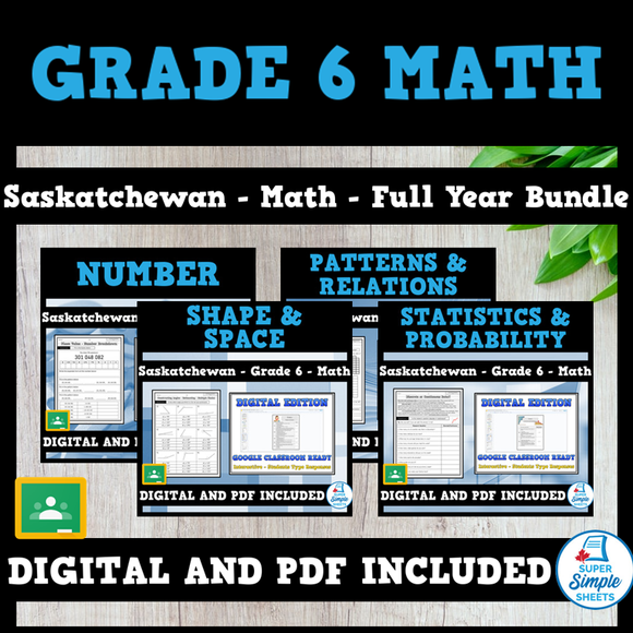 Saskatchewan Grade 6 Math - Full Year Bundle